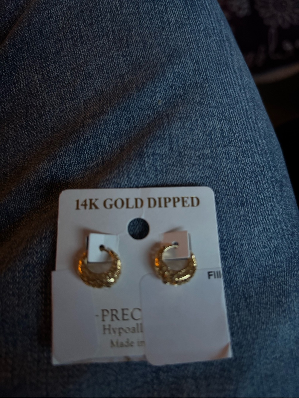 14K Gold-Dipped Textured Hoop Earrings - Women's Accessories